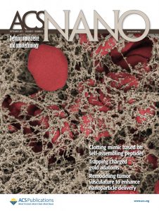 Decorative journal cover. Uncontrolled bleeding from traumatic wounds is a major factor in deaths resulting from military conflict, accidents, disasters and crime. Self-assembling peptide nanofibers have shown superior hemostatic activity, and herein, we elucidate their mechanism by visualizing the formation of nanofiber-based clots that aggregate blood components with a similar morphology to fibrin-based clots.